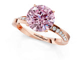 Rose gold Fancy Pink Round Cut Diamond Engagement Ring with Side Stone Accents and Four-Prong Setting_13