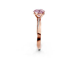 Rose gold Fancy Pink Round Cut Diamond Engagement Ring with Side Stone Accents and Four-Prong Setting_14