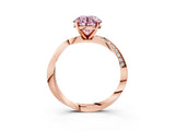 Rose gold Fancy Pink Round Cut Diamond Engagement Ring with Side Stone Accents and Four-Prong Setting_15