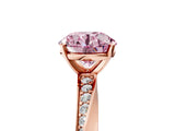 Rose gold Fancy Pink Round Cut Diamond Engagement Ring with Side Stone Accents and Four-Prong Setting_17