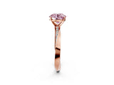 Rose gold Fancy Pink Round Cut Diamond Engagement Ring with Side Stone Accents and Four-Prong Setting_50