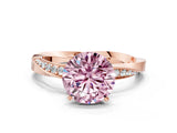 Rose gold Fancy Pink Round Cut Diamond Engagement Ring with Side Stone Accents and Four-Prong Setting_72