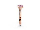 Rose gold Fancy Pink Round Cut Diamond Engagement Ring with Side Stone Accents and Four-Prong Setting_74