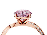 Rose gold Fancy Pink Round Cut Diamond Engagement Ring with Side Stone Accents and Four-Prong Setting_76