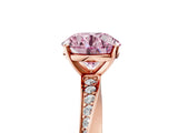 Rose gold Fancy Pink Round Cut Diamond Engagement Ring with Side Stone Accents and Four-Prong Setting_77