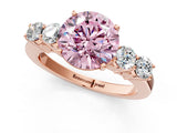 Rose gold Fancy Pink Round  Cut Diamond Five-Stone Prong Set White Gold Ring_31
