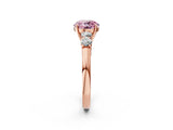 Rose gold Fancy Pink Round  Cut Diamond Five-Stone Prong Set White Gold Ring_32