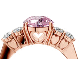 Rose gold Fancy Pink Round  Cut Diamond Five-Stone Prong Set White Gold Ring_34