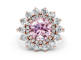 Rose gold Fancy Pink Round Cut Diamond Floral Double Halo Engagement Ring with Prong Setting_24