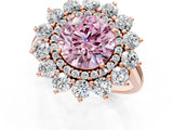 Rose gold Fancy Pink Round Cut Diamond Floral Double Halo Engagement Ring with Prong Setting_25