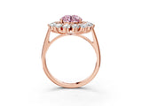 Rose gold Fancy Pink Round Cut Diamond Floral Double Halo Engagement Ring with Prong Setting_27