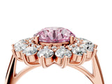 Rose gold Fancy Pink Round Cut Diamond Floral Double Halo Engagement Ring with Prong Setting_28
