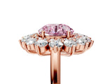 Rose gold Fancy Pink Round Cut Diamond Floral Double Halo Engagement Ring with Prong Setting_29