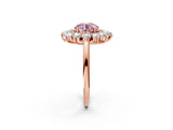 Rose gold Fancy Pink Round Cut Diamond Floral Double Halo Engagement Ring with Prong Setting_62