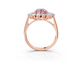 Rose gold Fancy Pink Round Cut Diamond Floral Double Halo Engagement Ring with Prong Setting_63