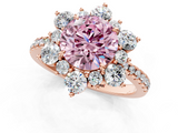 Rose gold Fancy Pink Round  Cut Diamond Floral Halo Pave Band with Prong Setting_1