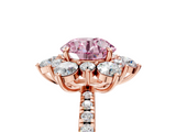 Rose gold Fancy Pink Round  Cut Diamond Floral Halo Pave Band with Prong Setting_5