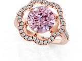 Rose gold Fancy Pink Round Cut Diamond Floral Halo Split Shank Prong Setting Ring_13