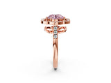 Rose gold Fancy Pink Round Cut Diamond Floral Halo Split Shank Prong Setting Ring_14