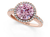 Rose gold Fancy Pink Round Cut Diamond Halo Engagement Ring with Pavé Band and Prong Setting_28