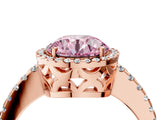 Rose gold Fancy Pink Round Cut Diamond Halo Engagement Ring with Pavé Band and Prong Setting_31