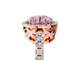 Rose gold Fancy Pink Round Cut Diamond Halo Engagement Ring with Pavé Band and Prong Setting_32