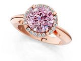 Rose gold Fancy Pink Round  Cut Diamond Halo Engagement Ring with Split Shank and Four-Prong Setting_30