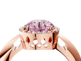 Rose gold Fancy Pink Round  Cut Diamond Halo Engagement Ring with Split Shank and Four-Prong Setting_33