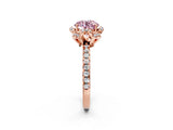 Rose gold Fancy Pink Round Cut Diamond Halo Pave Band with Four-Prong Setting_5
