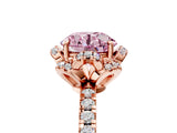 Rose gold Fancy Pink Round Cut Diamond Halo Pave Band with Four-Prong Setting_8