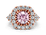Rose gold Fancy Pink Round Cut Diamond Halo Ring with Pavé Band and Four-Prong Setting_16