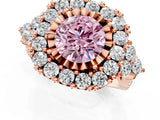 Rose gold Fancy Pink Round Cut Diamond Halo Ring with Pavé Band and Four-Prong Setting_17