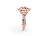 Rose gold Fancy Pink Round Cut Diamond Halo Ring with Pavé Band and Four-Prong Setting_18