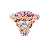 Rose gold Fancy Pink Round Cut Diamond Halo Ring with Pavé Band and Four-Prong Setting_21