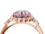 Rose gold Fancy Pink Round Cut Diamond Halo Ring with Pear Side Stones and Prong Setting_21
