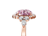 Rose gold Fancy Pink Round Cut Diamond Halo Ring with Pear Side Stones and Prong Setting_22