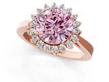 Rose gold Fancy Pink Round  Cut Diamond Halo Ring with Round Brilliant Halo and Solitaire Band_1