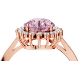 Rose gold Fancy Pink Round  Cut Diamond Halo Ring with Round Brilliant Halo and Solitaire Band_4