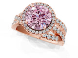 Rose gold Fancy Pink Round Cut Diamond Halo Ring with Round Split Shank and Prong Setting_37
