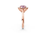 Rose gold Fancy Pink Round  Cut Diamond Halo Ring with Solitaire Band and Prong Setting_36