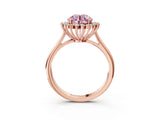 Rose gold Fancy Pink Round  Cut Diamond Halo Ring with Solitaire Band and Prong Setting_37