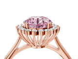 Rose gold Fancy Pink Round  Cut Diamond Halo Ring with Solitaire Band and Prong Setting_38