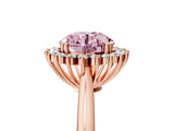 Rose gold Fancy Pink Round  Cut Diamond Halo Ring with Solitaire Band and Prong Setting_39