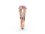 Rose gold Fancy Pink Round Cut Diamond Halo Ring with Split Shank Pavé Band and Four-Prong Setting_2