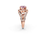Rose gold Fancy Pink Round Cut Diamond Halo Ring with Split Shank and Bezel Accents and Four-Prong Setting_2
