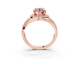 Rose gold Fancy Pink Round Cut Diamond Halo Ring with Split Shank and Bezel Accents and Four-Prong Setting_3