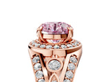 Rose gold Fancy Pink Round Cut Diamond Halo Ring with Split Shank and Bezel Accents and Four-Prong Setting_5