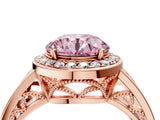 Rose gold Fancy Pink Round Cut Diamond Halo Ring with Split Shank and Bezel Accents and Prong Setting_4