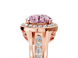 Rose gold Fancy Pink Round Cut Diamond Halo Ring with Split Shank and Bezel Accents and Prong Setting_5
