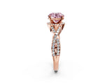 Rose gold Fancy Pink Round Cut Diamond  Halo Twist Band Solitaire Prong Setting Ring_44
